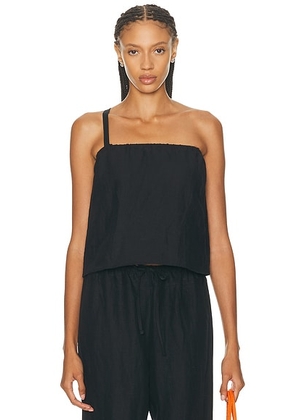 Deiji Studios Button Strap Top in Black - Black. Size L (also in M, S, XS).