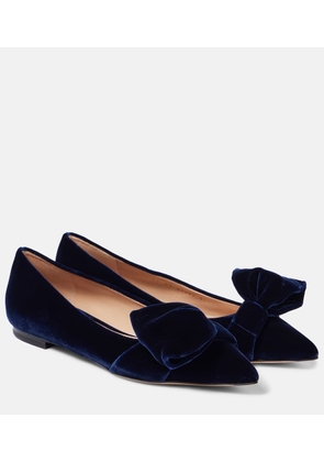 Gianvito Rossi Bow-detail velvet ballet flats