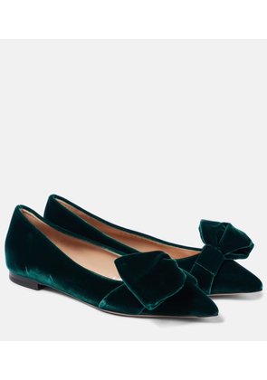 Gianvito Rossi Bow-detail velvet ballet flats
