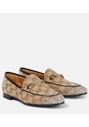 Gucci Jordaan GG Canvas embellished loafers