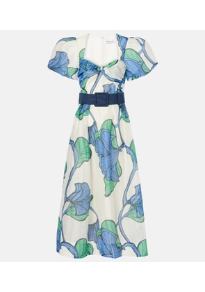 Rebecca Vallance Blue Ivy floral linen and silk midi dress