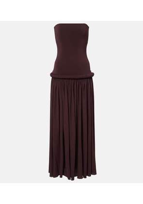 Alaia Strapless gathered jersey maxi dress