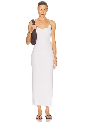 Enza Costa Silk Rib Lettuce Edge Dress in White - White. Size XS (also in ).