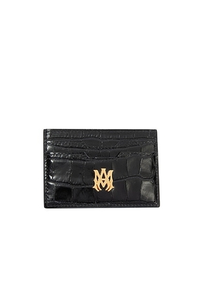 Amiri Croc Embossed Card Holder in Black - Black. Size all.