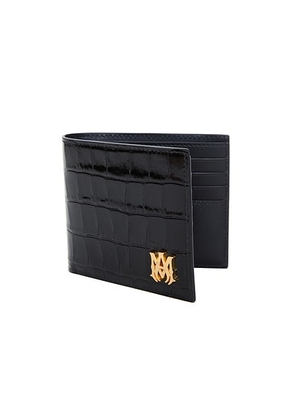 Amiri Croc Embossed Bifold Wallet in Black - Black. Size all.