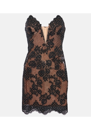 Self-Portrait Embellished lace bustier dress