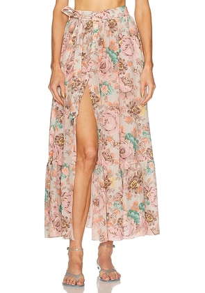 Chloe Silk Maxi Skirt in Muddy Grey - Blush,Grey. Size 38 (also in 40, 42).