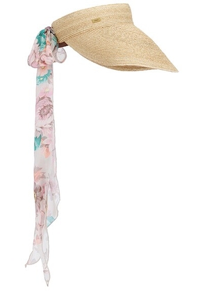 Chloe Raffia Visor in Straw Beige - Neutral. Size all.