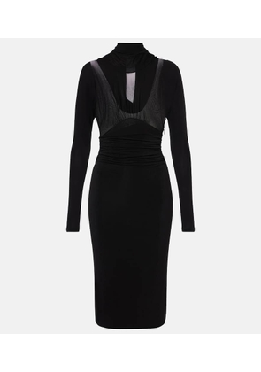 Saint Laurent Gathered jersey midi dress