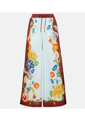 Alemais Dahlia floral linen wide-leg pants