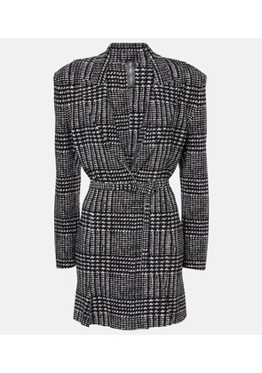 Norma Kamali Belted plaid minidress