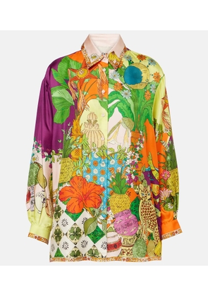 Alemais Tiger printed silk twill shirt