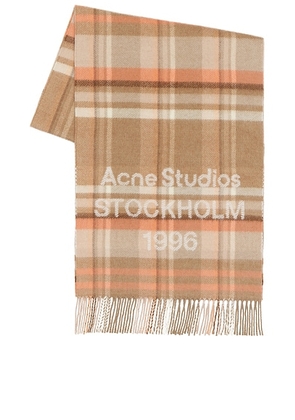 Acne Studios Venus Check 1996 Scarf in Beige & Peach - Beige. Size all.
