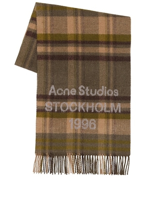 Acne Studios Venus Check 1996 Scarf in Olive Green & Grey - Green. Size all.