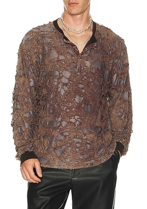 Diesel T-Overt Long Sleeve Tee in Coffee - Brown. Size L (also in M, XL/1X).