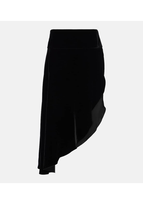 Alaia Asymmetric velvet midi skirt