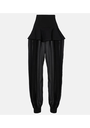 Alaia Peplum georgette wide-leg pants