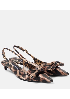 Dolce&Gabbana Leo 30 printed satin slingback pumps