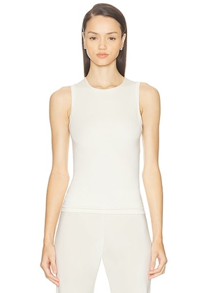 Eterne Sleeveless Crewneck Soft Jersey Top in Ivory - Ivory. Size XL (also in ).