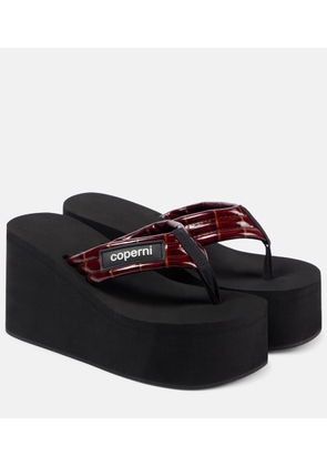 Coperni Logo leather platform thong sandals