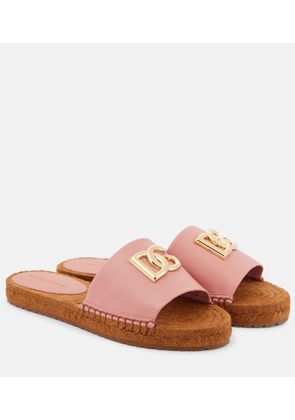 Dolce&Gabbana DG leather espadrille slides