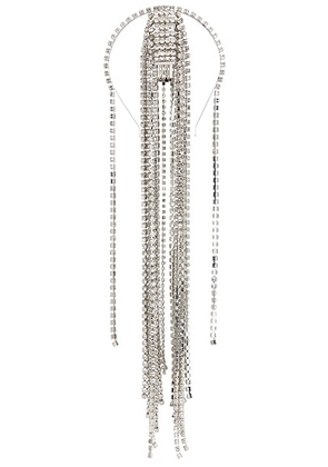 AREA Crystal Fringe Headband in Clear Crystal & Silver - Metallic Silver. Size all.
