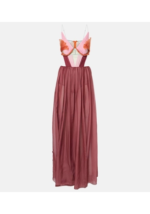 Nensi Dojaka Dahlia silk open-back bustier gown