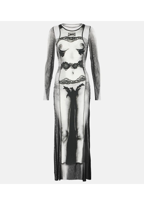 Jean Paul Gaultier Mariniere striped mesh maxi dress