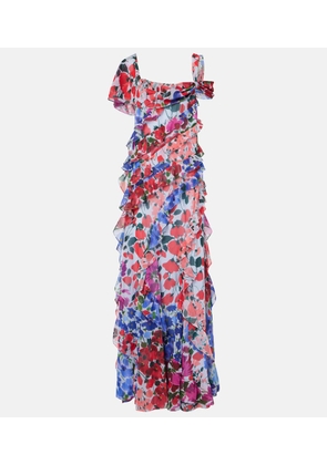 Carolina Herrera Floral ruffled chiffon gown