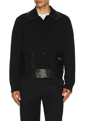 Amiri Leather Patch MA Cardigan in Black - Black. Size L (also in M, S, XL/1X).