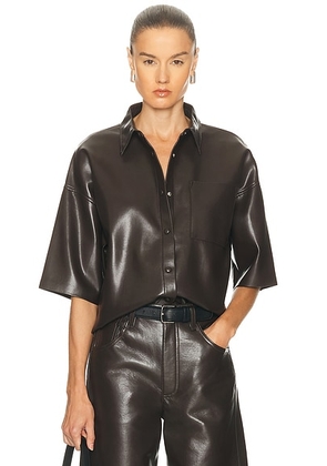 Citizens of Humanity Frances Cropped Cape Button Up in Chocolate - Brown. Size L (also in M, S, XL, XS).