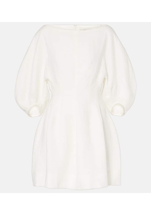 Faithfull Puff-sleeve linen minidress