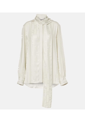 Tod's Scarf-detail satin jacquard blouse