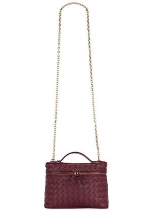 Bottega Veneta Small Soft Vanity Bag in Barolo & Muse Brass - Wine. Size all.