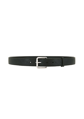 Bottega Veneta Intrecciato Stamp 3.5cm Belt in Camping & Silver - Green. Size 90 (also in ).