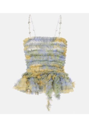 Susan Fang Smocked tulle top