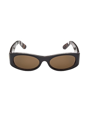 Emilio Pucci Oval Sunglasses in Shiny Black  Khaki  & Brown - Brown. Size all.