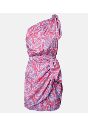 Poupette St Barth Celie printed gathered one-shoulder minidress