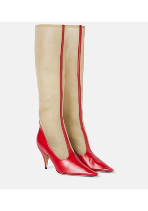 The Row Mesh and leather knee-high boots