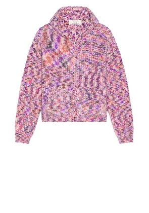 ERL Zipped Wool Mohair Hoodie Knit in Pink - Pink. Size XL/1X (also in ).