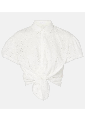 Poupette St Barth Cycas broderie anglaise cropped shirt