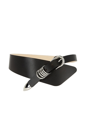 DEHANCHE Alcott Leather Belt in Black & Silver - Black. Size M (also in S).