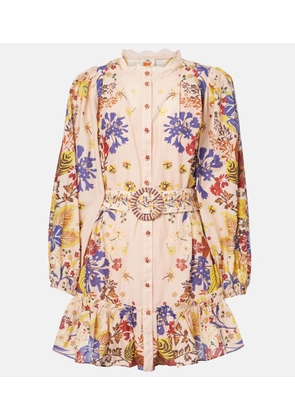 Farm Rio Beauty Bouquet belted cotton minidress