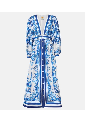 Farm Rio Garden Tiles cotton shirt dress