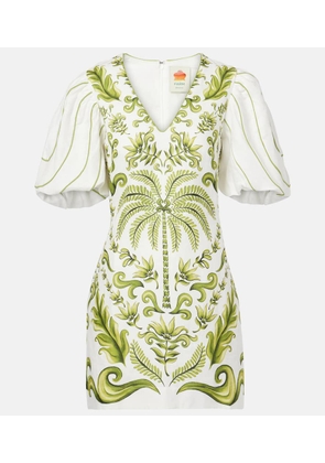 Farm Rio Milani Off-White printed linen minidress