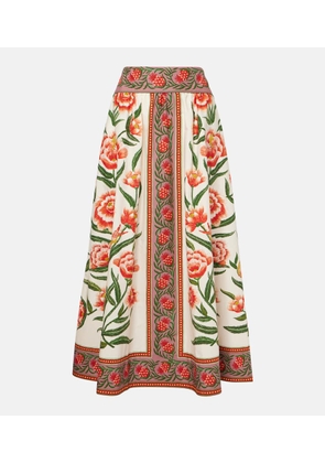 Farm Rio Printed cotton midi skirt