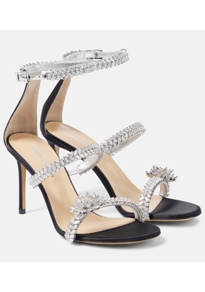 Mach & Mach Crystal Flower embellished satin sandals
