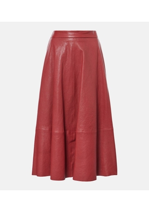 Brunello Cucinelli High-rise leather midi skirt