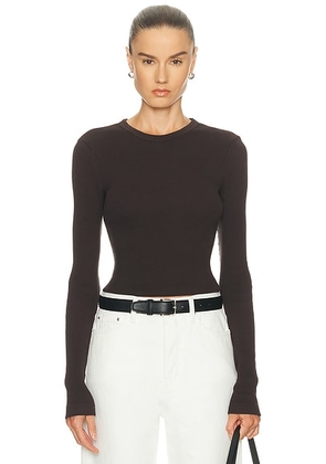 Citizens of Humanity Pilar Waffle Crewneck Top in Chocolate - Chocolate. Size L (also in XS).