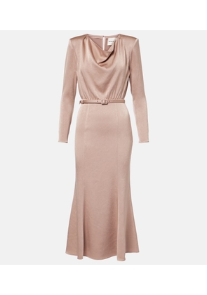Roland Mouret Belted satin crepe midi dress